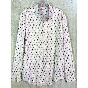 International Report Men’s  Long Sleeve Button Up Shirt Skull Print L